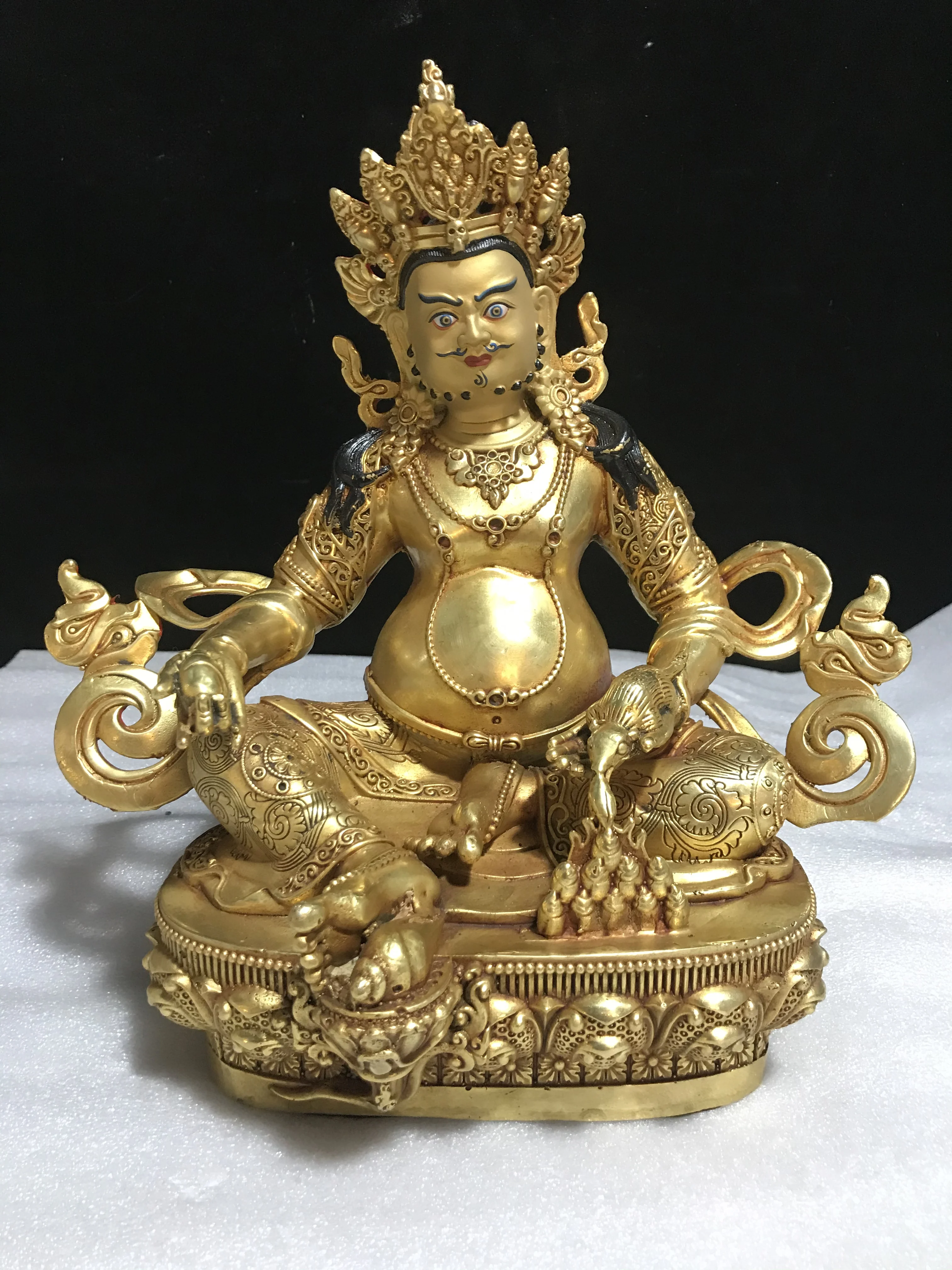 10 inch Tibetan craft pure copper gilt Buddha statue of Shakyamuni Buddha 32cm Tara yellow God of Wealth Medicine Buddha bronze