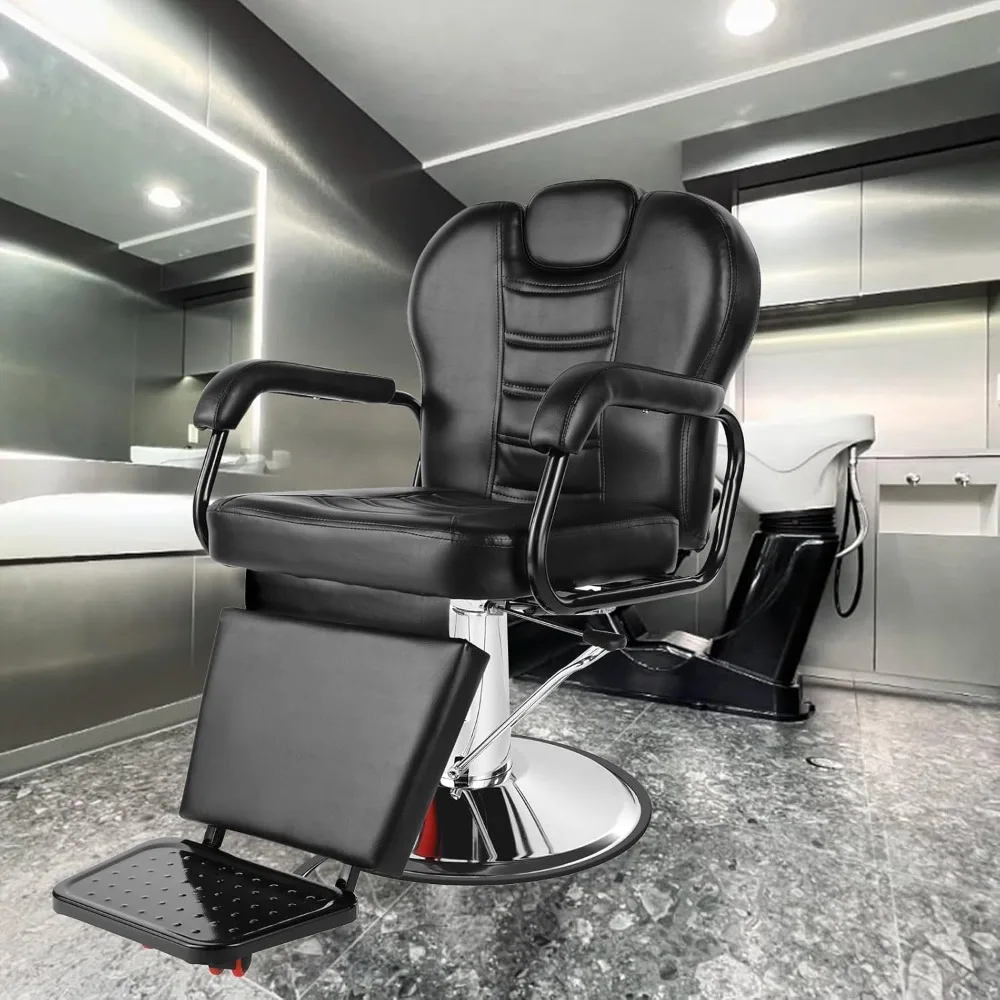 

Heavy Duty Barber Chair – Reclining Shampoo Chair for Salon & Barber Shop, Extra Wide Seat with Adjustable Headrest & Footrest