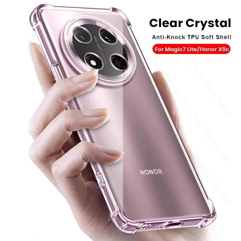 

Anti-Yellower Clear Case For HonorX9c Honor X9c Magic7 Lite Light Lit 7Lite 5G Transparent Shockproof Bumper Slim TPU Soft Cover