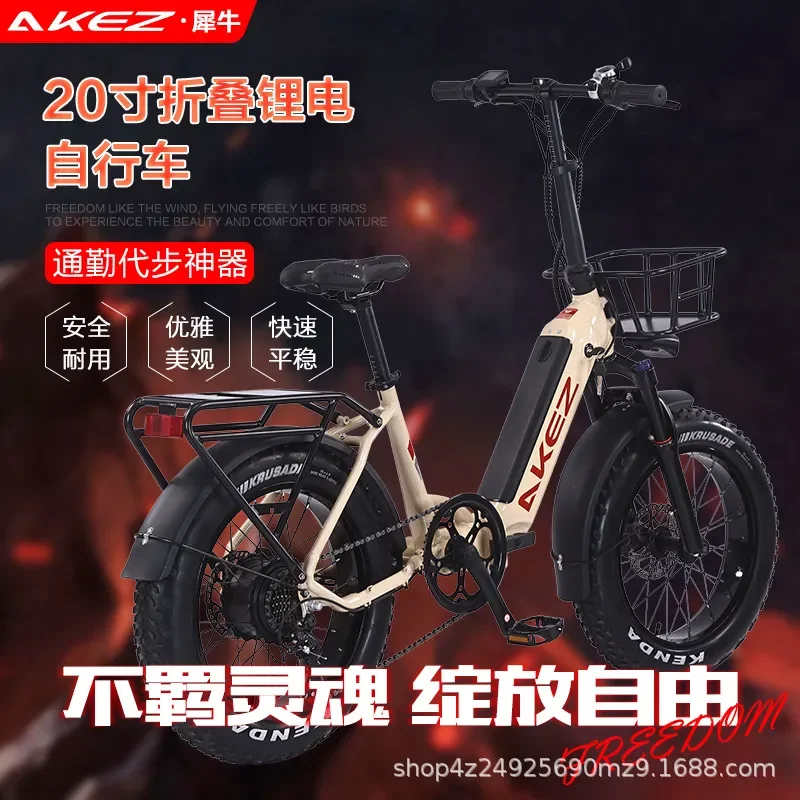 20 Inch Foldable Electric Bicycle Aluminum Alloy Retro E Bike with Oil Disc Brake