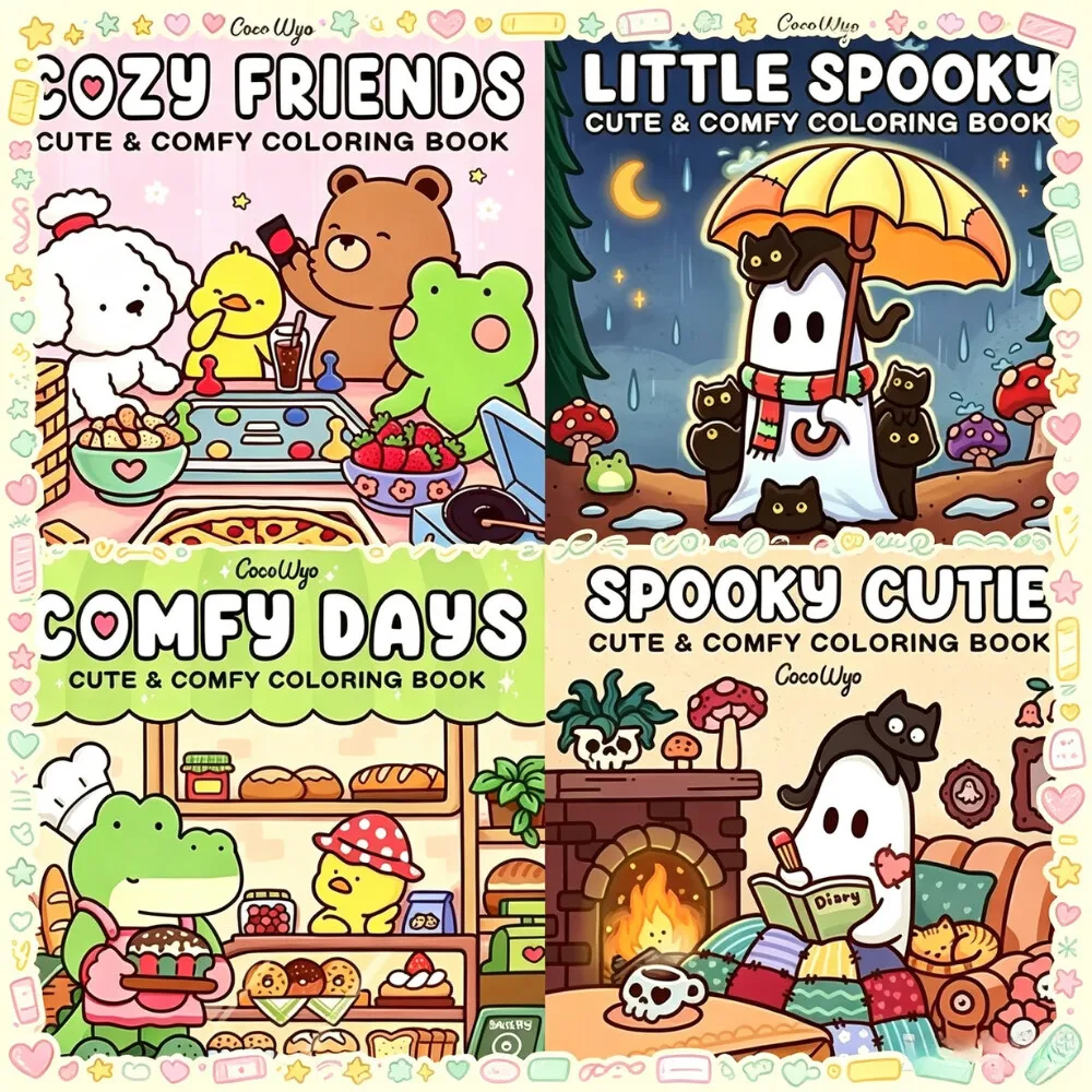 HOT SALE CUTE&COMFY Coloring Books Cozy Atmosphere Relaxing Painting Book for Adults Teens STRESS RELIEF GIRL MOMENTS Xmas Gift view 2