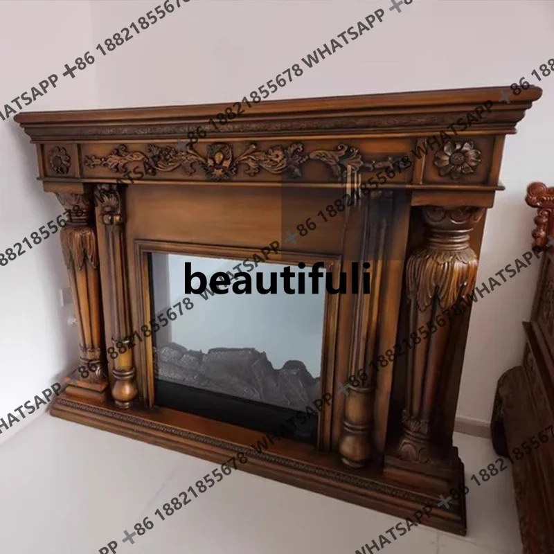

ZJfireplace cabinet simulation fire embedded decorative cabinet heating electric wall electric fireplace solid wood