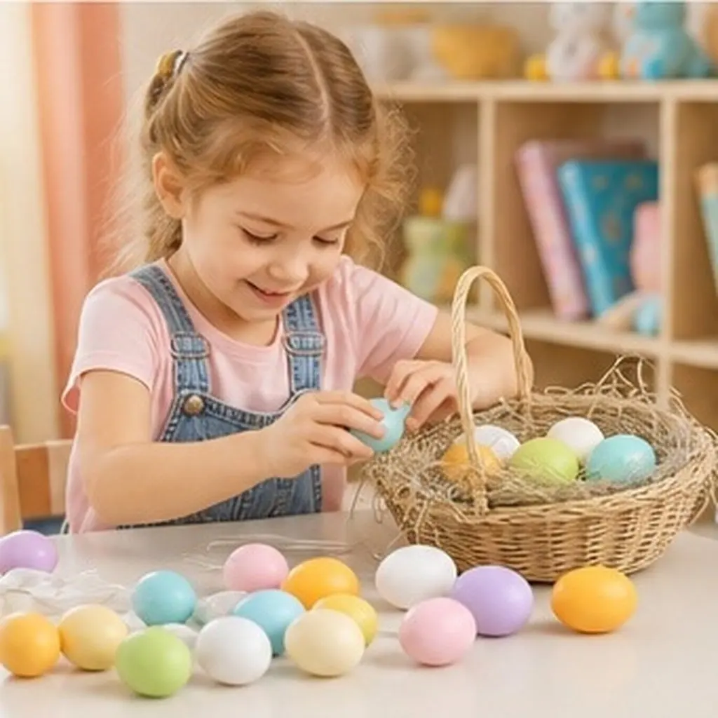 40Pcs Hangable Colored Painted Artificial Easter Eggs Kids DIY Craft Supplies for Easter Decoration Colored Painted Eggs