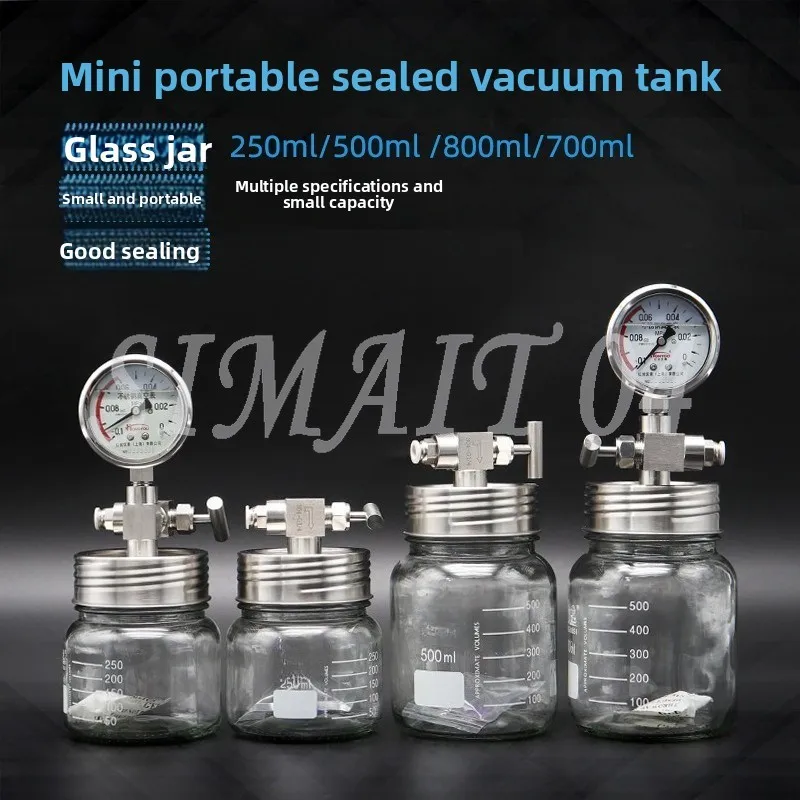 Laboratory Samples, Storage Carry Mini Dryer with Negative Pressure Gauge, Metal Needle Valve, Glass Sealed Tank, Vacuum Tank