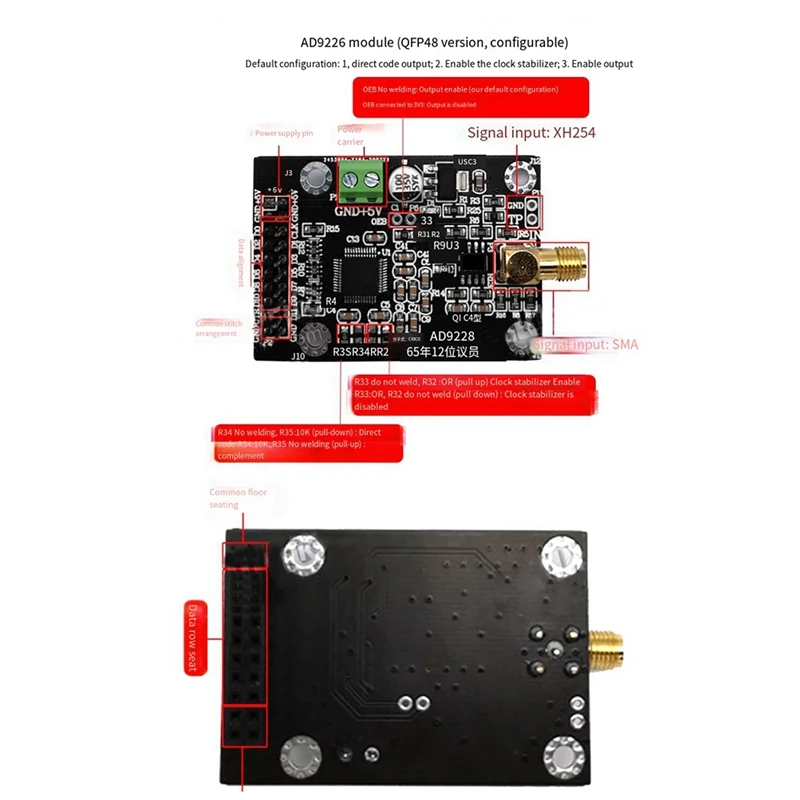 AD9226 High Speed ADC Module Signal Acquisition Analog To Digital Conversion PCB 65M Sampling FPGA Development Board