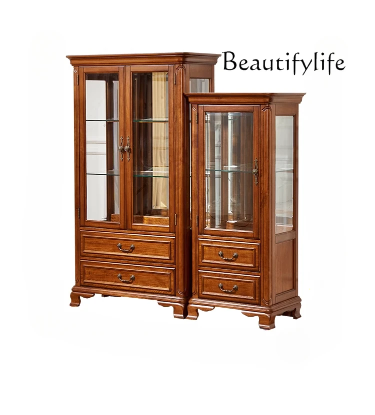 

American all-solid wood wine display cabinet TV side wine cabinet European storage cabinet