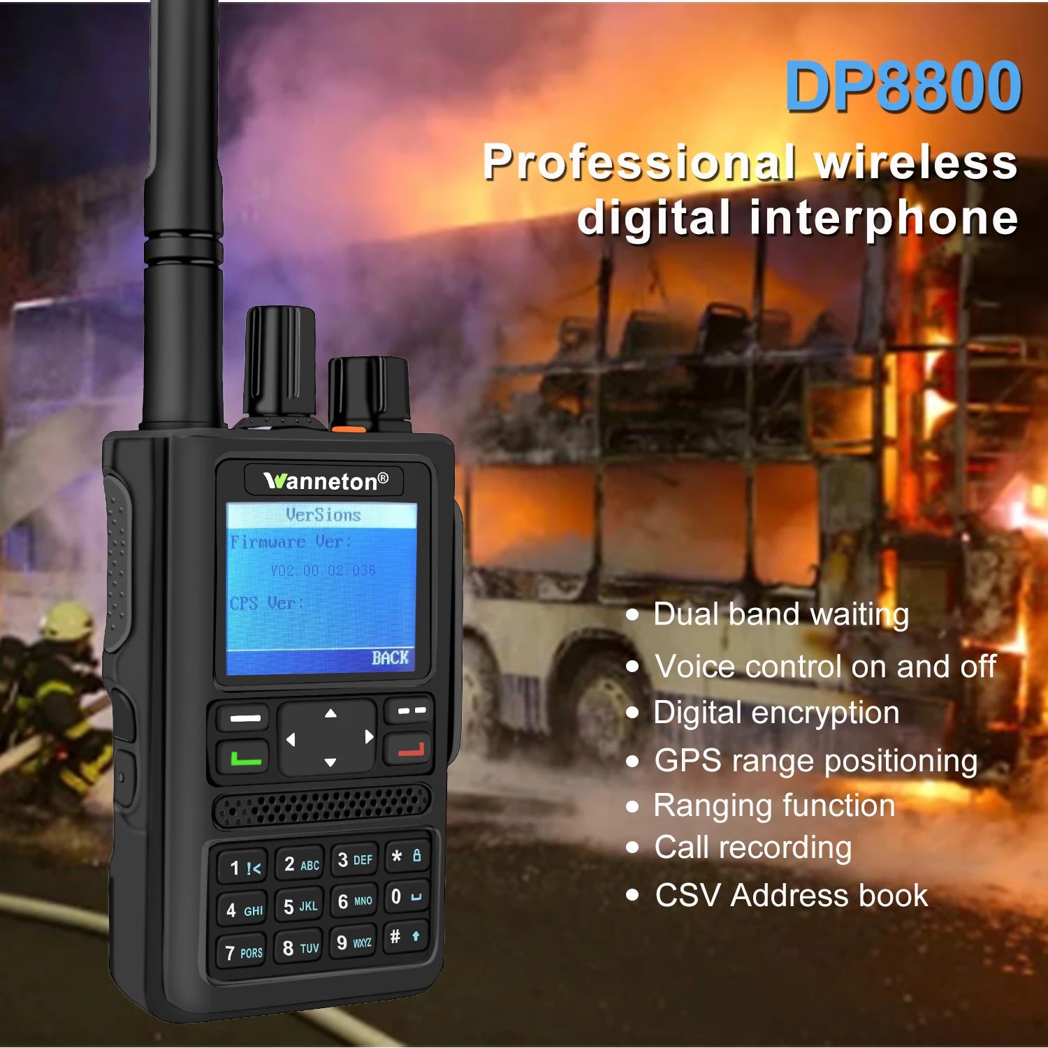 

DP8800 UHF VHF DMR Digital Analog Walkie Talkie Ham Radio GPS APRS Recording Ranging function Two Way Radio Amateur