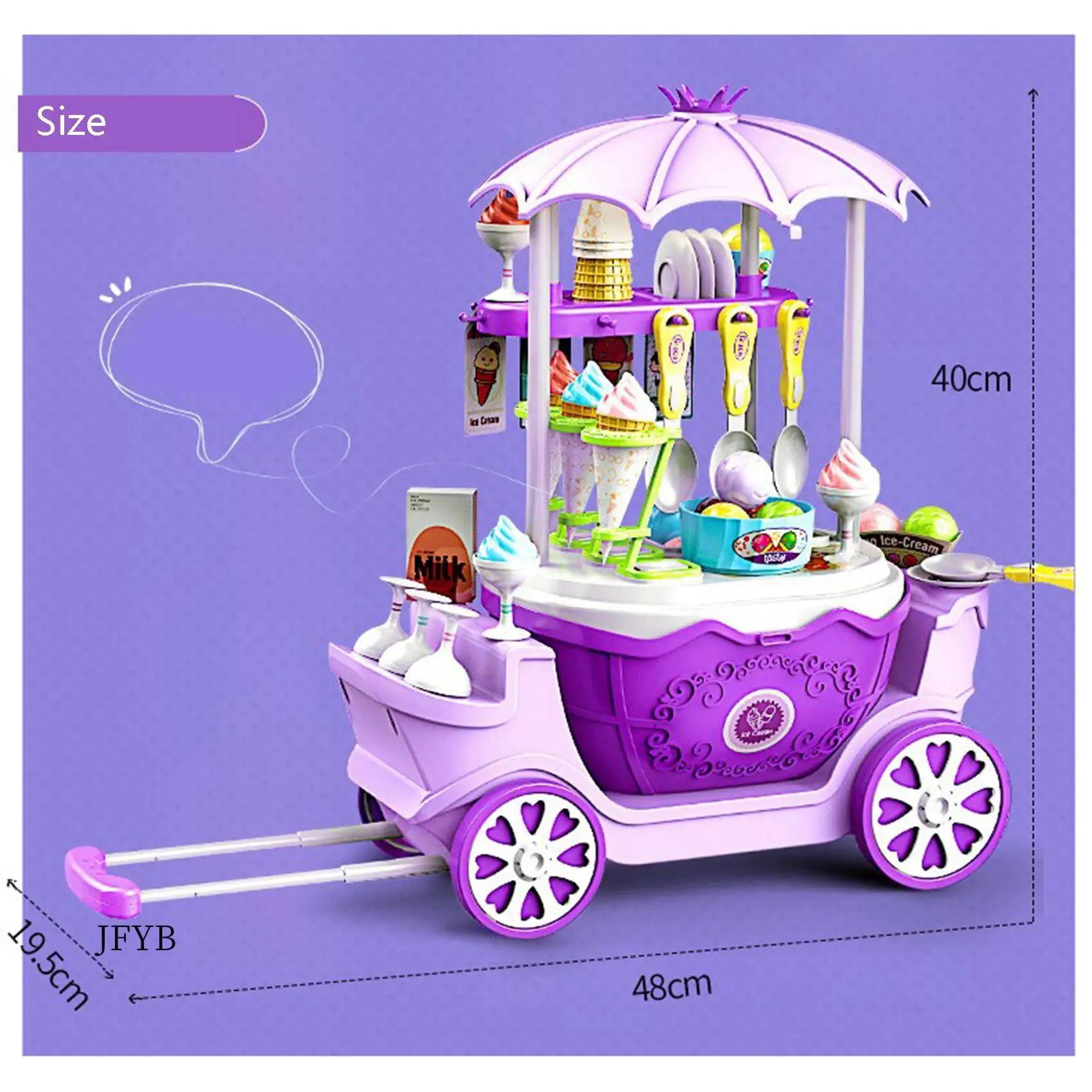 

JY-Ice Cream Shop Toys For Kid - Toddler Ice Cream Maker And Store Cart Pretend Playset Scoop And Learn Edutational Toy