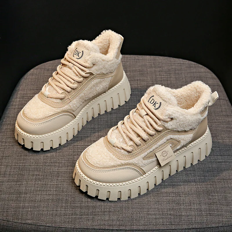 Fleece-lined Women Winter Snow Boots Waterproof Non-slip Warm Footwear High-top Boots Design Original Vulcanized Platform Shoes