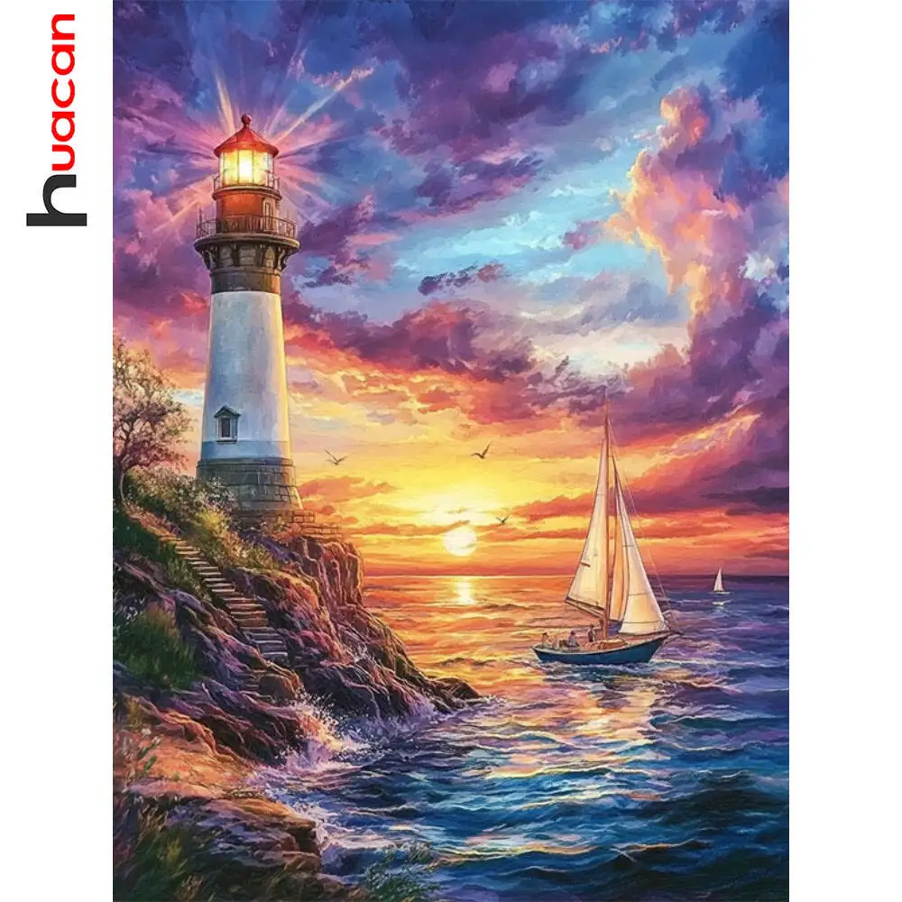 Huacan 2025, neue Kollektion, Diamant-Gemälde, Delphin, Himmel, Diamant-Stickerei, Meer, Sonnenuntergang, Mosaik, Kunst, Dekoration, Gemälde