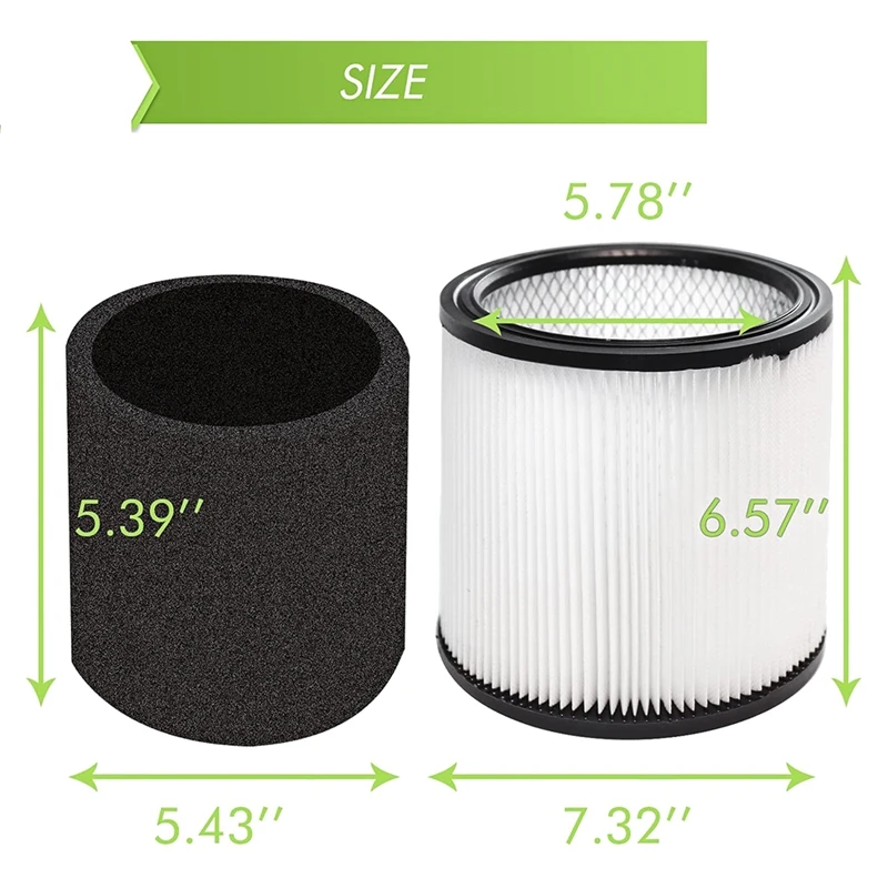 AD-Replacement Cartridge Filter Foam Sleeve For Shop-Vac 90304 90350 90333 9030462 5 Gallon Up Wet/Dry Vacuum Cleaners