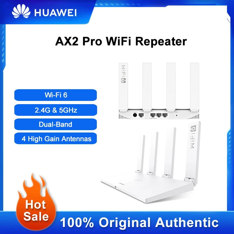 Huawei AX2 Pro WiFi Repeater Dual-Band Router Wi-Fi 6 2.4G & 5GHz Wireless Network Signal Amplifier 4 High Gain Antennas