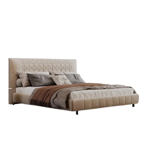 

Italian minimalist, frosted cloth bed, light luxury, modern simple double bed