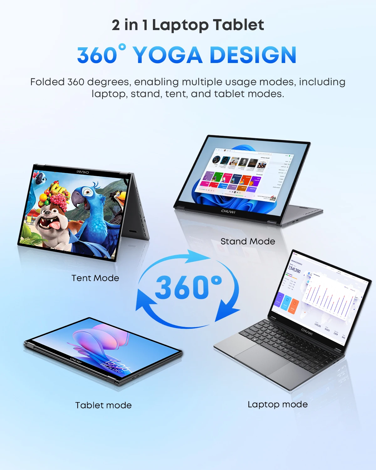 CHUWI 프리북 2-in-1 노트북 13.5인치 인텔 N150(최대 3.6GHz) 16GB LPDDR5 RAM 512GB SSD FHD 2520x1680 WiFi 6 BT5.2 윈도우 11