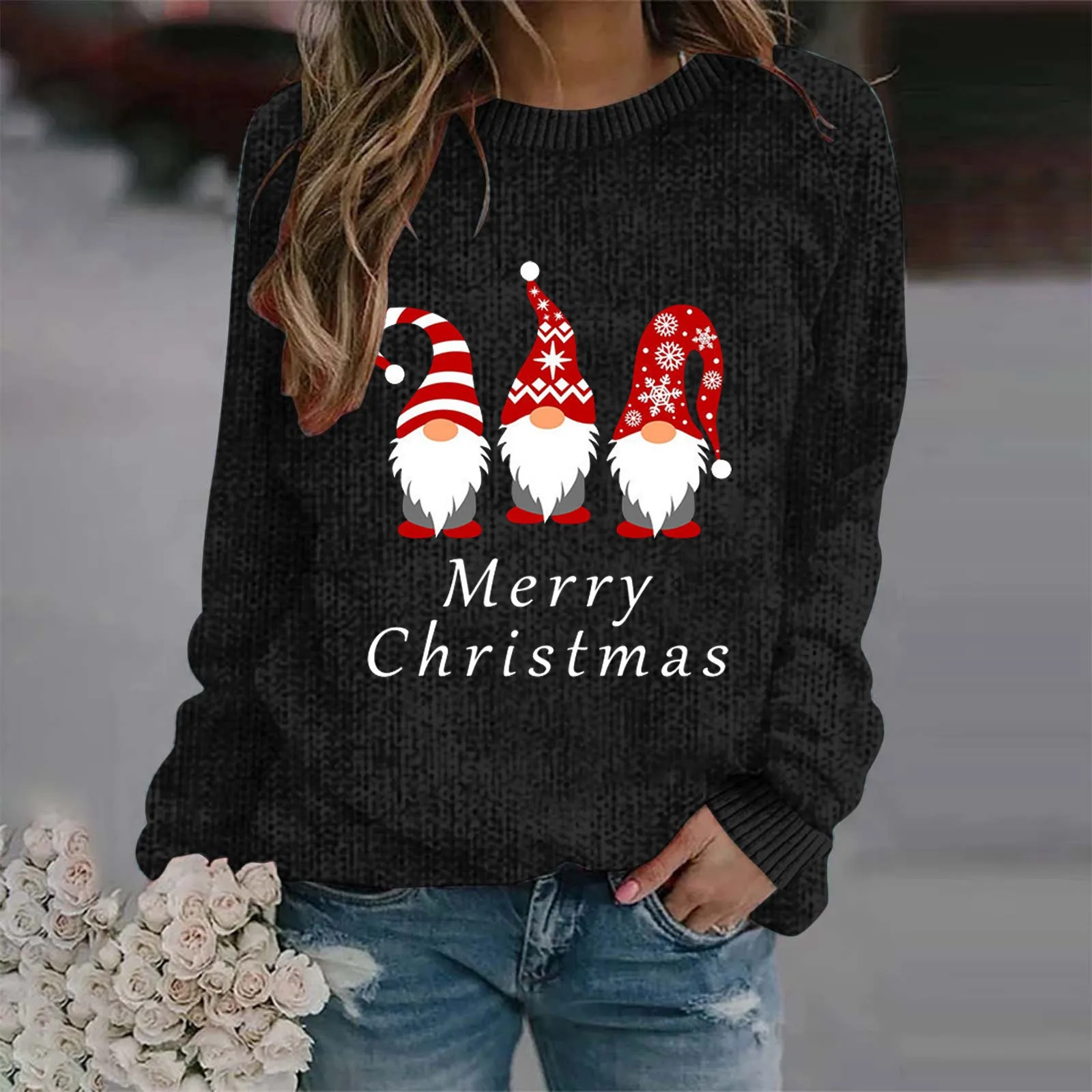 Ladies' Christmas Fashion Casual Snowman Pullover Sweaters Women Pullover Sweaters for Winter Long Pullover Sweaters for Women