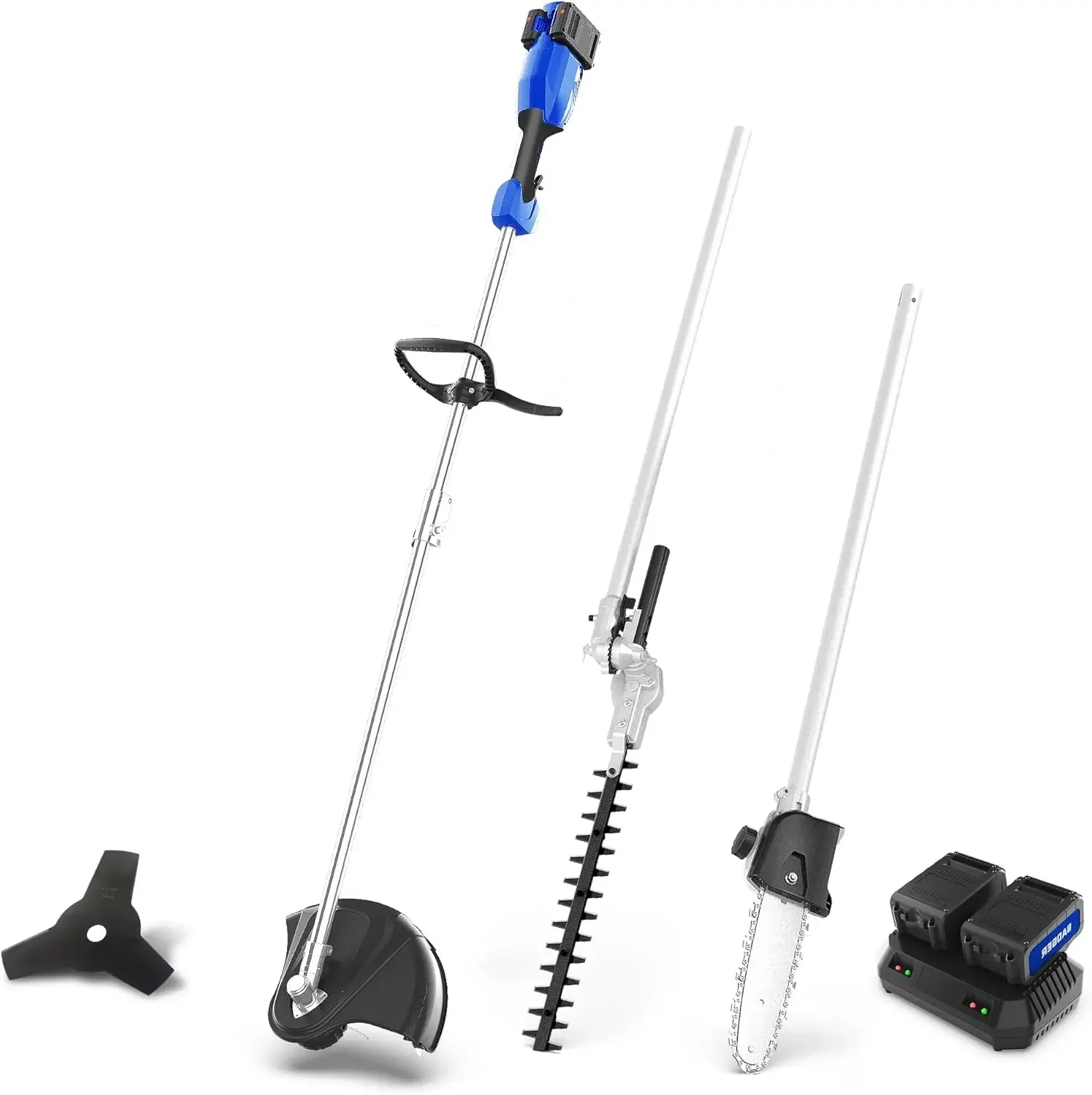 

40V Cordless Weed Wacker, String Trimmer/Edger, Hedge Trimmer and Brush Cutter Blade, Pole Saw
