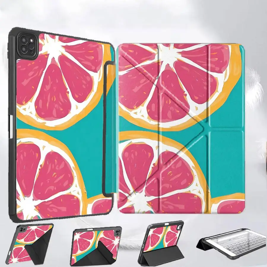 

Чехол-держатель для планшета iPad Air 4 5 M3 M2 M4 11 дюймов, Pro 2025, Pro 11-го, 10-го, 9-го, 8-го, 7-го поколений, 12.9 дюймов, Mini 6, 7, с мультяшным лимоном