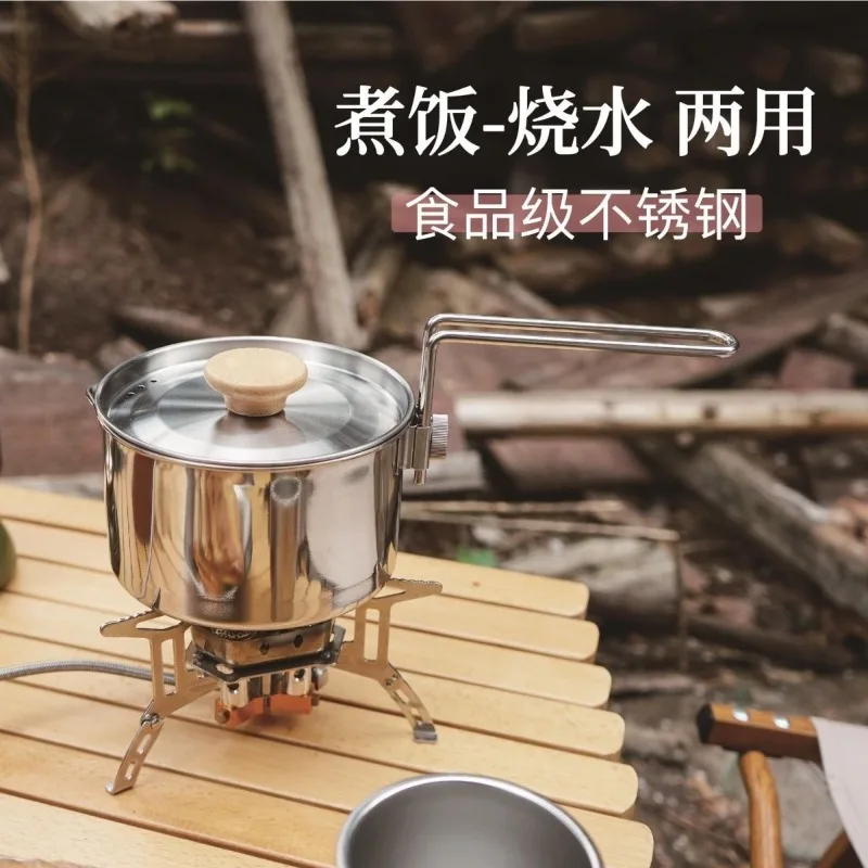 

Outdoor Camping Folding Pot, 304 Stainless Steel Portable Kettle, Multifunctional Collapsible Cookware for Hiking Picnic