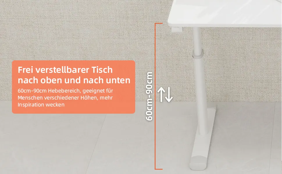 60*100cm Höhenverstellbarer Schreibtisch für Kinder & Erwachsene, Multifunktionales Kompaktdesign für Zuhause & Büro – Detail 3
