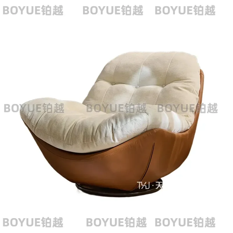 Medieval Rotating Nest Chair Single Sofa Living Room Balcony Light Luxury High End Fabric Leisure Seat Modern Home Furniture