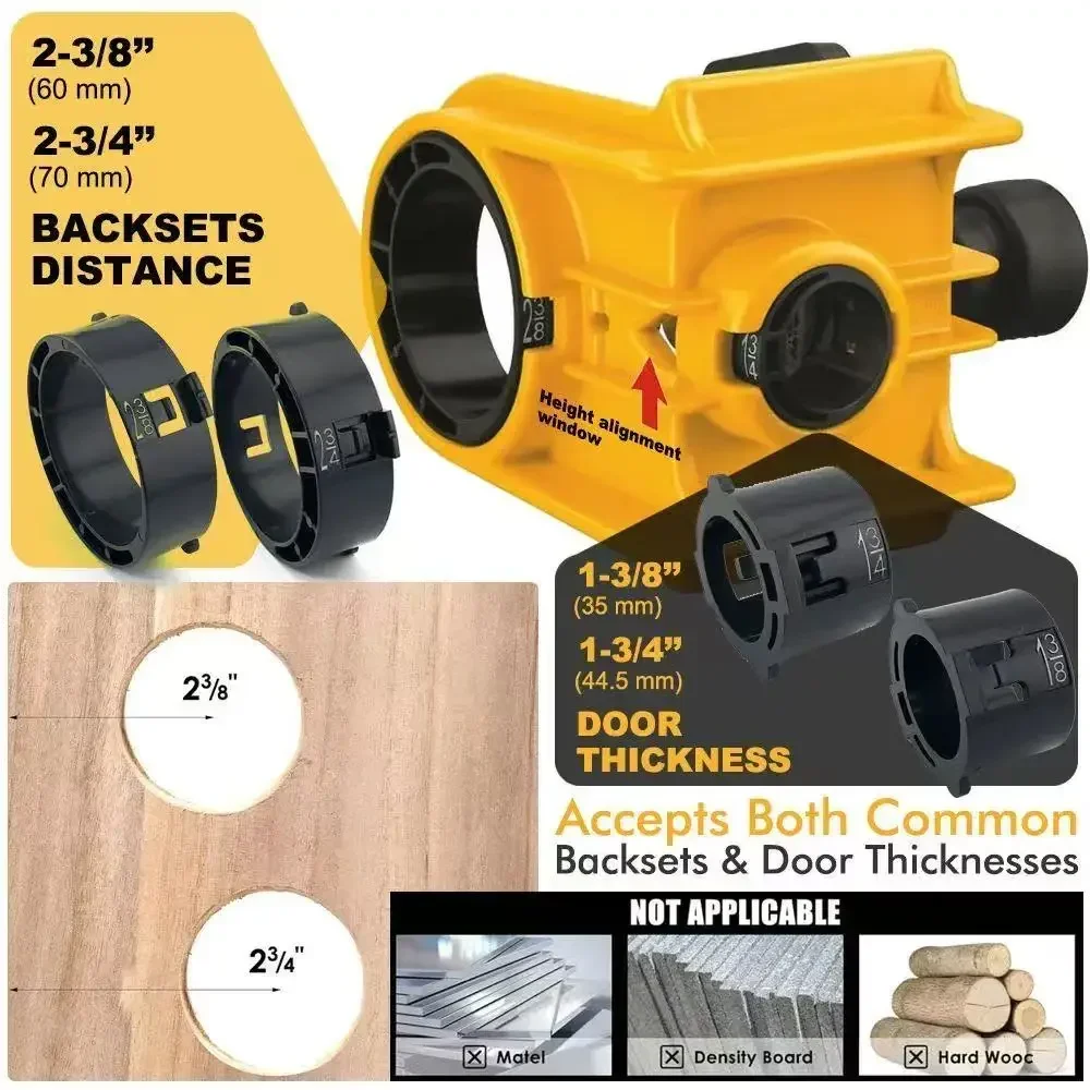 

for Wood Doors 2 Adjustable Bushings Easy Installation Ball Lock Hole Opener Door Lock Installation Kit C-Clamp Design Only