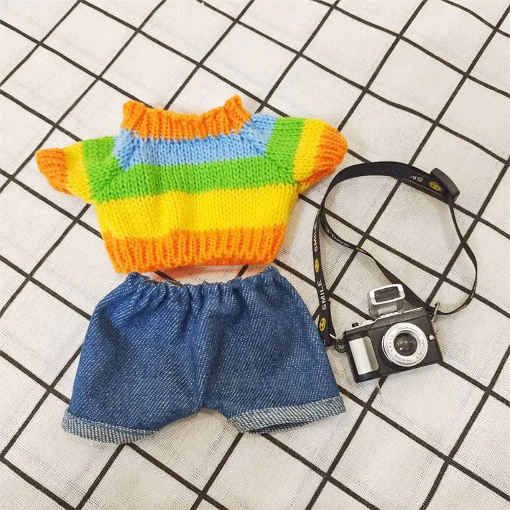 20CM Cotton Doll Clothes Suit Cute Hoodies Mini Sweater T-shirt Denim Shorts Overalls Miniature Camera Bag Shoes For Idol Dolls