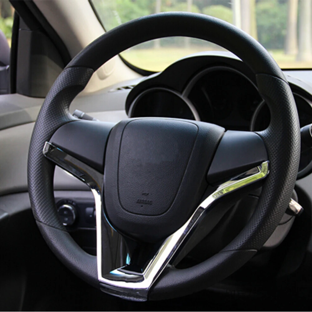 Car Accessories For Chevrolet Cruze Trax Tracker Sonic car styling Steering Wheel Chrome Trim Cover Insert Sticker