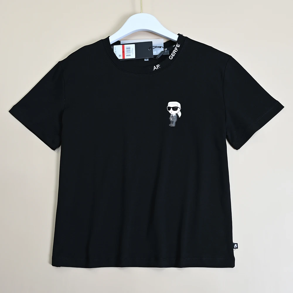 Zomer Nieuwe Sle Katoen Geborduurde Letter Ronde Ne Ort Sve T-shirt Vrouwen Diamond Embedded Ronde Ne T-shirt