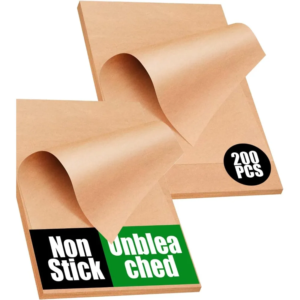 200 Sheets Unbleached Parchment Paper 12x16 Inches Pre-Cut for Baking Half Sheet Pans Non-Stick Non-Toxic for Oven Cooking Air Fryer Grilling and Steaming
