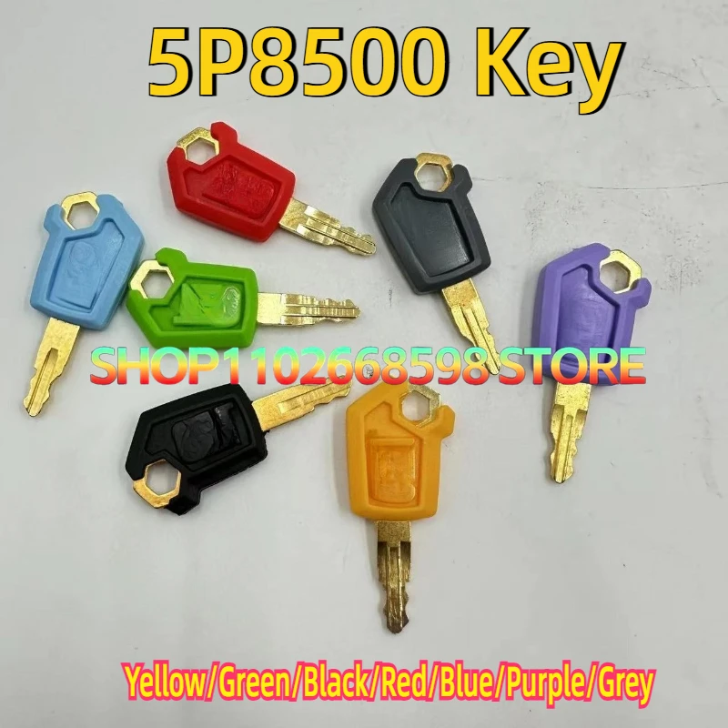 50PCS 5P8500 Keys Yellow/Green/Black/Red/Blue/Purple/Grey for CA Heavy Equipment Ignition Loader Excavator Dozer Metal
