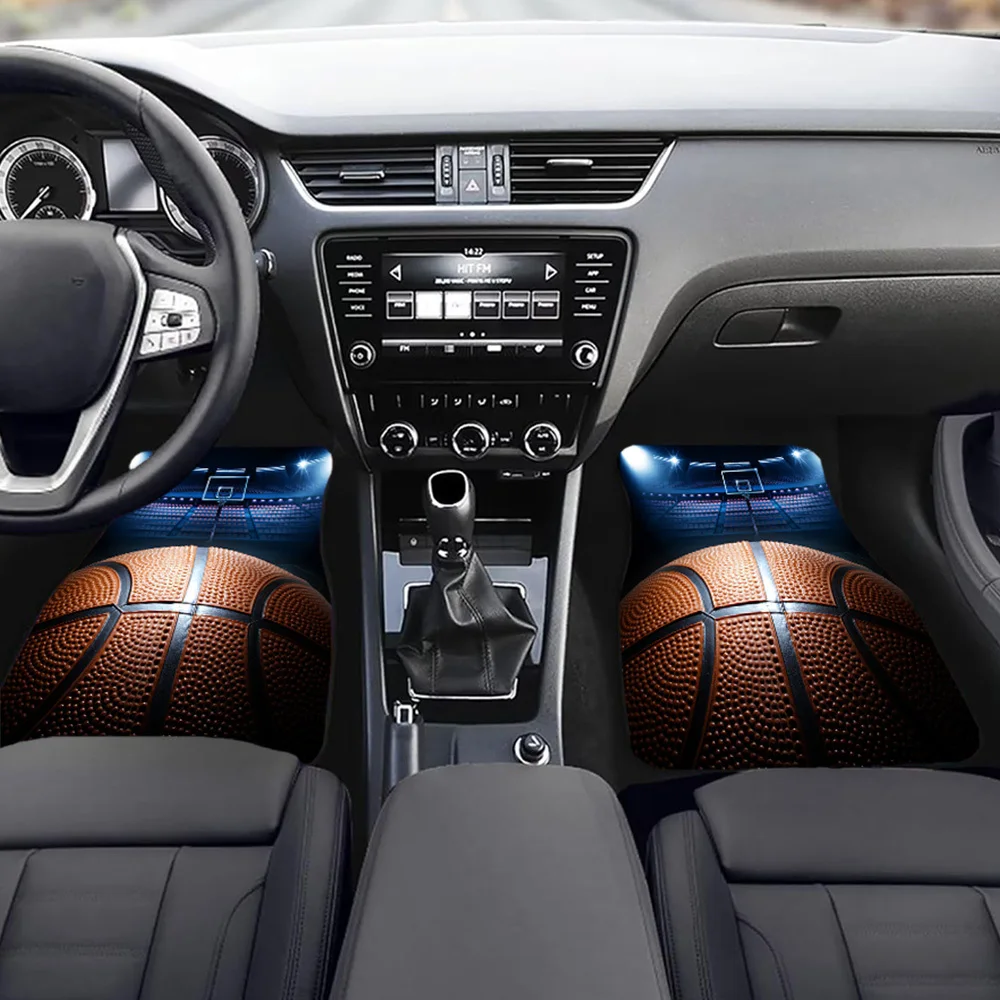 

1 шт./2 шт./4 шт. автомобильные коврики с баскетбольным принтом, защитные коврики для автомобильного пола, можно стирать в машине