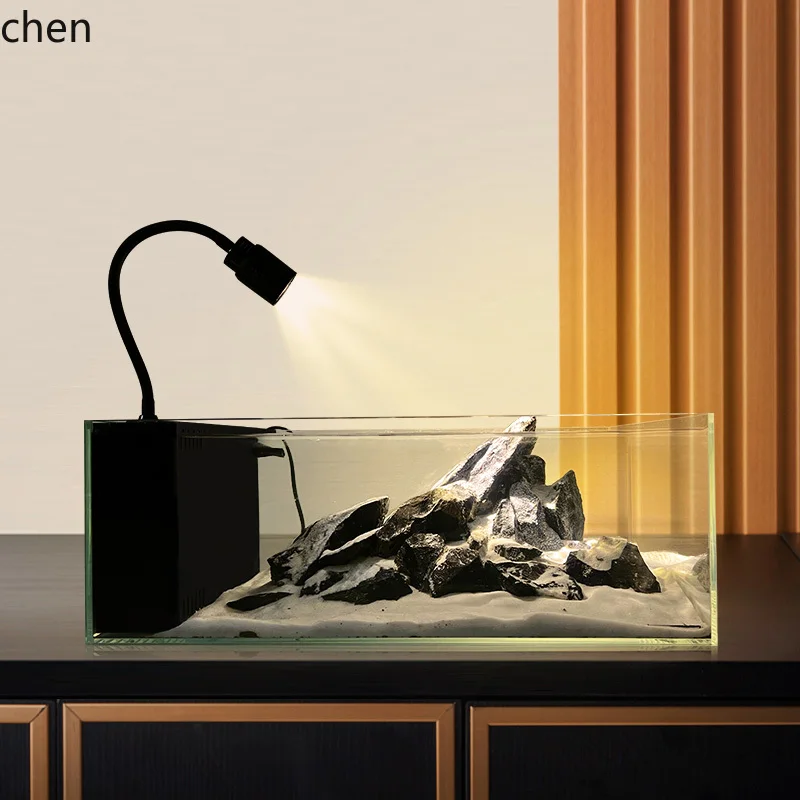 

ZML ecological fish tank living room small desktop stream tank side filter full set of home landscaping ultra-white glass tank