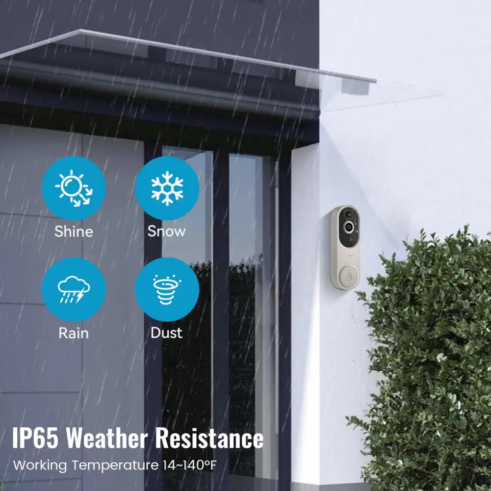 

Беспроводная безопасная камера дверного звонка, разрешение 1080p, связь в реальном времени, обнаружение движения AI, простая установка, Wi-Fi дверной звонок