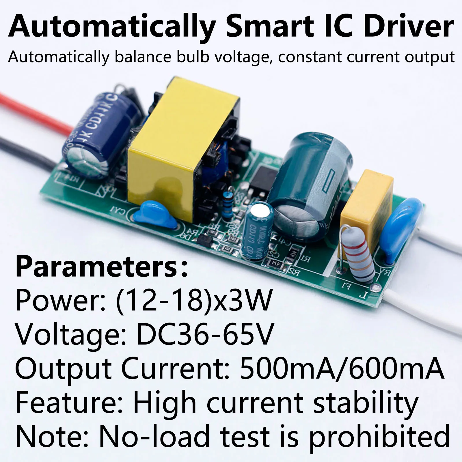 LED Driver (12-18)x3W DC36-65V Power Unit Supply AC90V-265V Constant Current Lighting Output 500mA 600mA Transforme for LED Bulb