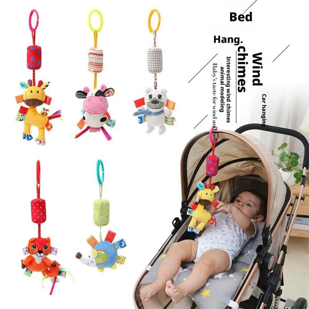 

Baby Crib Mobile & Stroller Toy - Animal Hanging Rattles with Soft Plush Toys, Black White High Contrast Visual Training