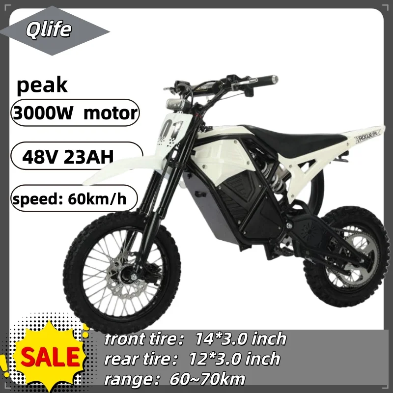 electric bicycle 3000W motor 48V 23AH battery 60km/h e bike shock absorber hydraulic brake mountain off-road electric motorcycle image 1