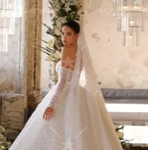 

Customzied v-neck sleeveless beaded Ball Gown elegant wedding dress vestidos de novia amanda novias amanda novias official