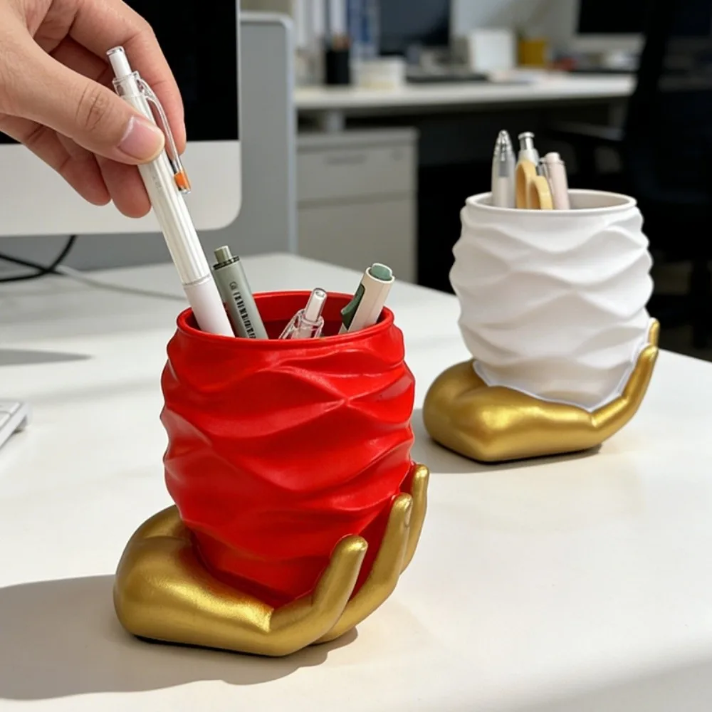 

Creative Hand-Held Heart Pen Holder Desktop Decoration Multi Functional Makeup Brush Cylinder Storage Box Large Capacity