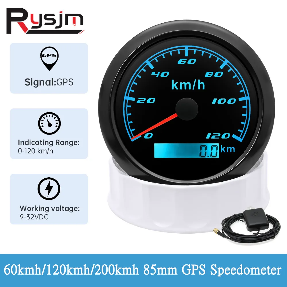 85mm Waterproof GPS Speedometer 0-120KM/H 200KM/H 60KM/H Speed Meter 7 Color Backlight For Marine Boat Car SUV Motorcycle