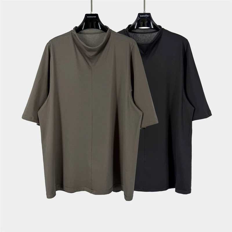 

Летняя новинка 2026: Модная свободная футболка в китайском стиле с высоким воротом и коротким рукавом – высококачественный повседневный базовый топ