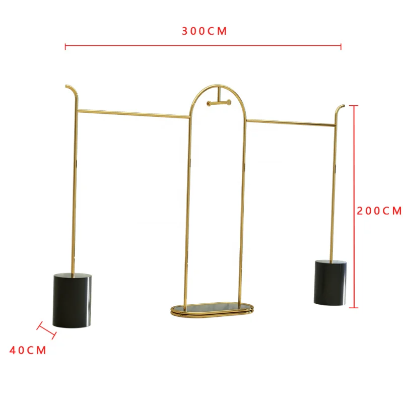 Customized. Woman Clothes Hanging Stand Golden Wedding Dress Rack Display Stand Floor Standing Clothing Boutique Bridal Shop