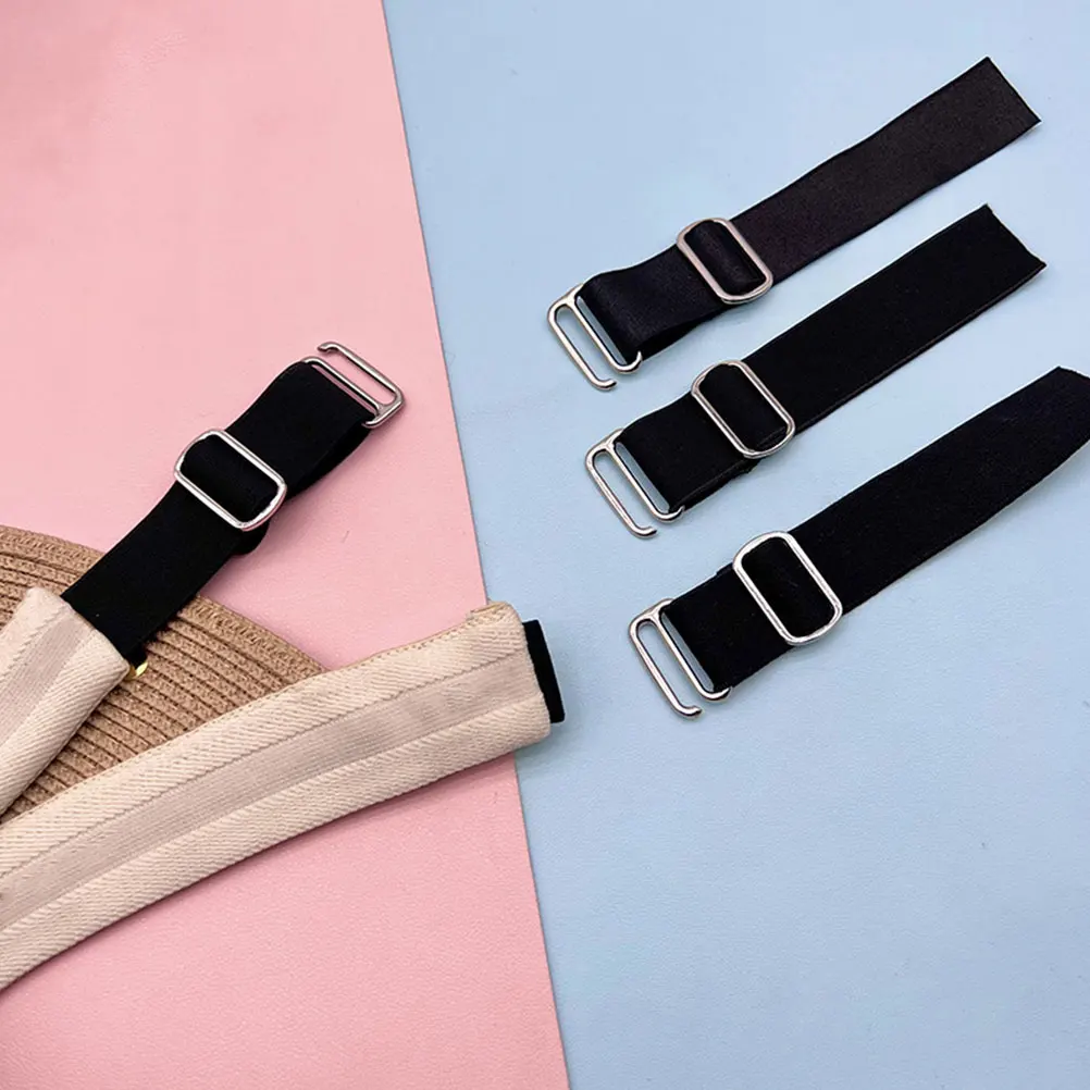 

3pcs Hat Adjustment Belt 2.5cm Thickened Elastic 10cm Silver Buckle Cap Extender Replaceable Adjustable Fishing Cap Strap