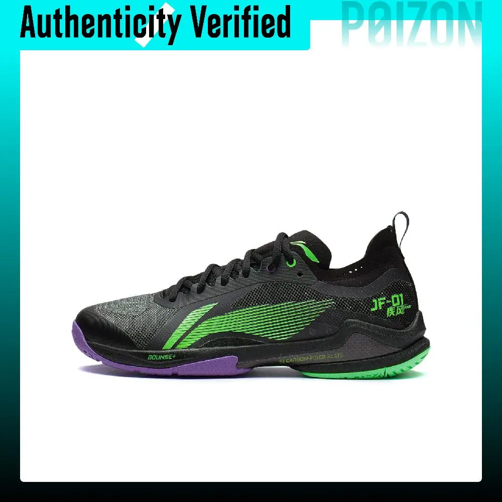Chaussures de badminton Li-Ning Blast Pro, modèle unisexe, coupe basse, noir/vert, AYAS012-2.