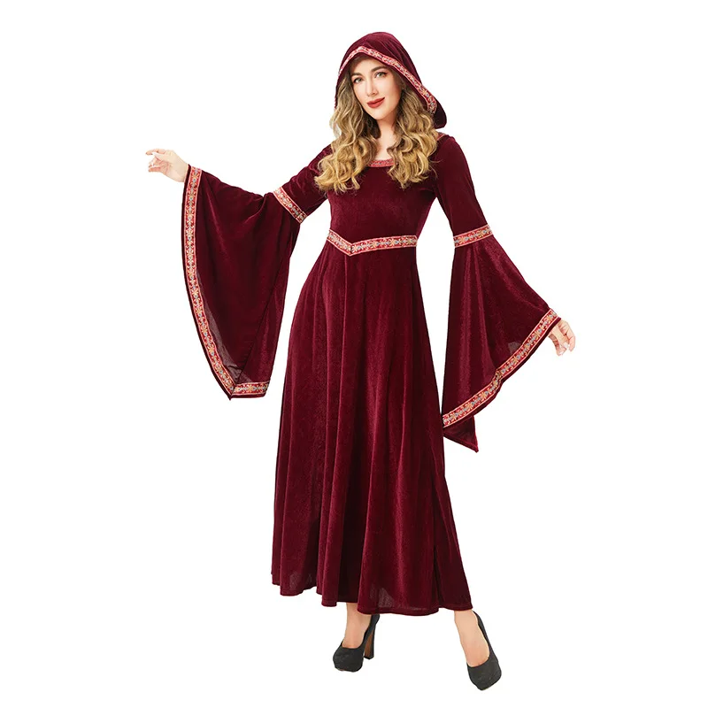 

Хэллоуин для взрослых и женщин, средневековый костюм эпохи Возрождения, длинный костюм доктора, китайское производство, осенняя коллекция 2025 г.