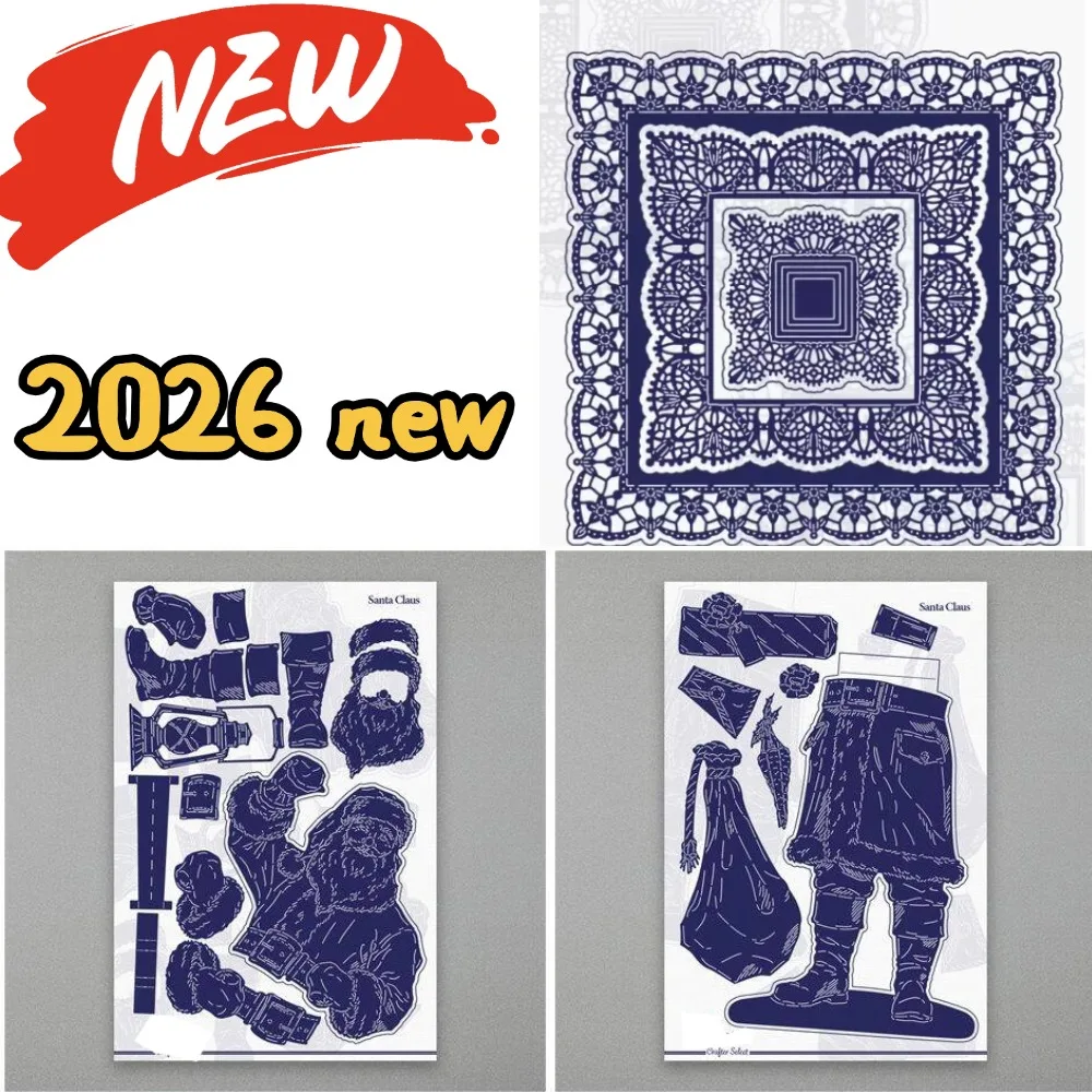 Santa Claus Beautiful Edge 2026 new Metal Cutting Frame dies 2026 New Templates DIY Scrapbooking Paper Making Crafts Cuts