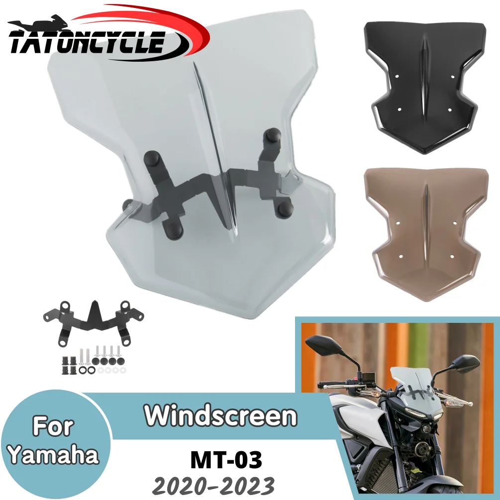 

for MT 03 Windscreen Windshield For Yamaha MT-03 2020 2021 2022 2023 MT03 Motorcycle Front Flyscreen Wind Deflector Screen