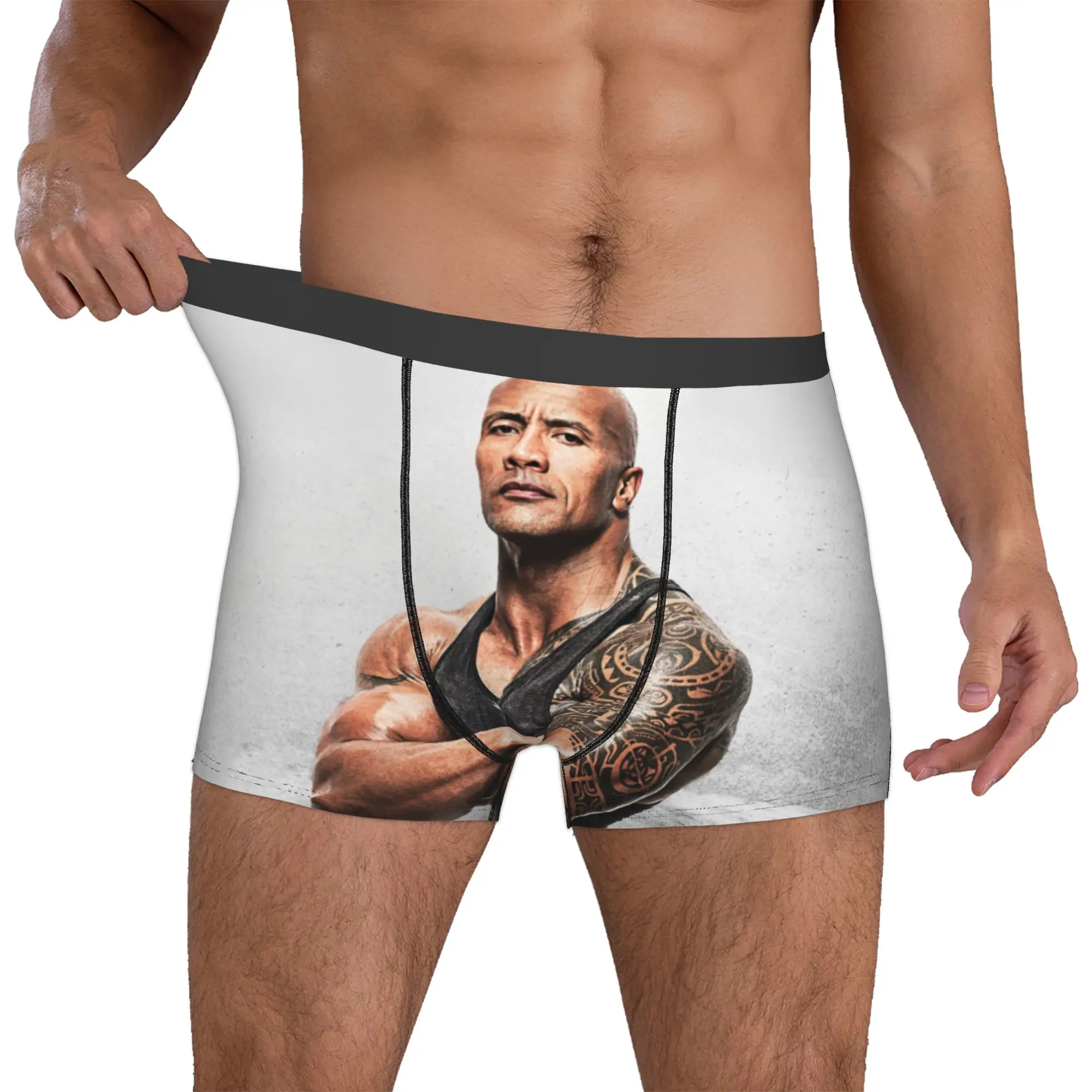 The Rock Face Dwayne Underwear Men Printed Famous Actor Johnson Boxer Briefs Shorts Panties Breathable Underpants