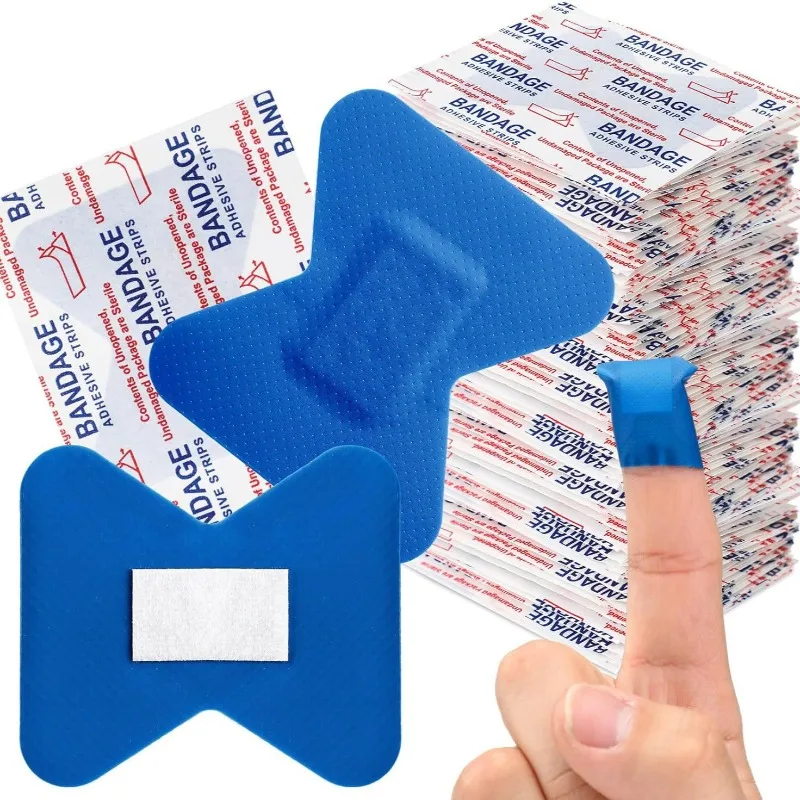 20Pcs/Set Metal Detectable Blue Band Aid PE Adhesive Bandages Breathable Patch Palster for First Aid Strips Wound Dressing Tape