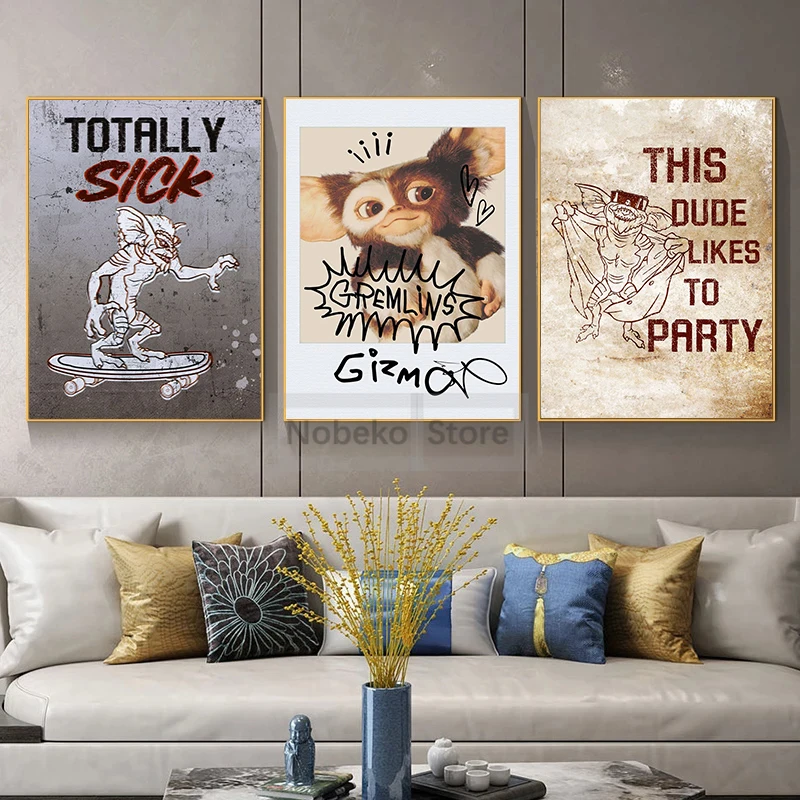 Classic Retro Movies Gremlins Posters Cute Gizmo Fantasy Poster and Prints Canvas Painting Wall Art Pictures Home Room Decor