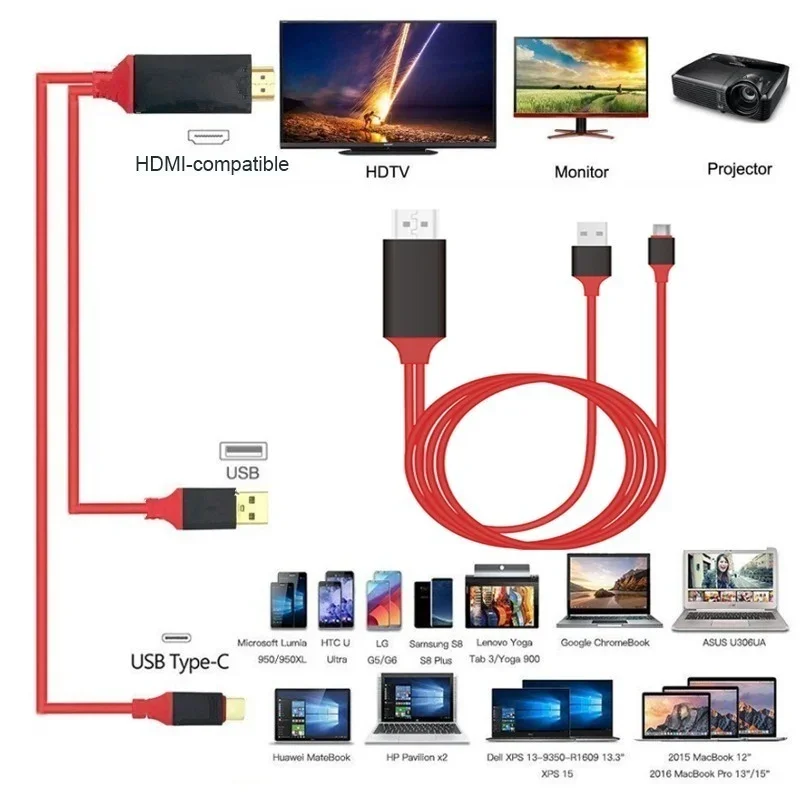 Adapter sieciowy konwerter USB 3.1 4kHD z Usb do ładowania USB z Usb do ładowania wideo HDTV dla Samsung Galaxy S10/S9/S8/Note 9